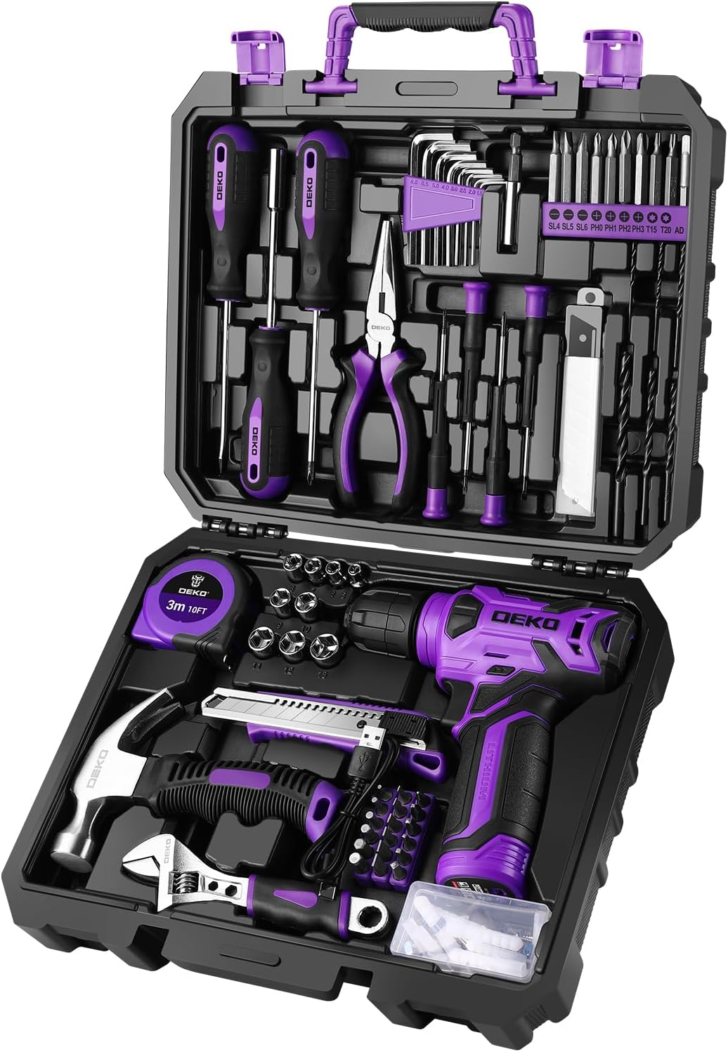 8V Cordless Drill Driver Kit – 1.5 Ah Battery, Type-C, LED Light, 55-Piece Tool Set