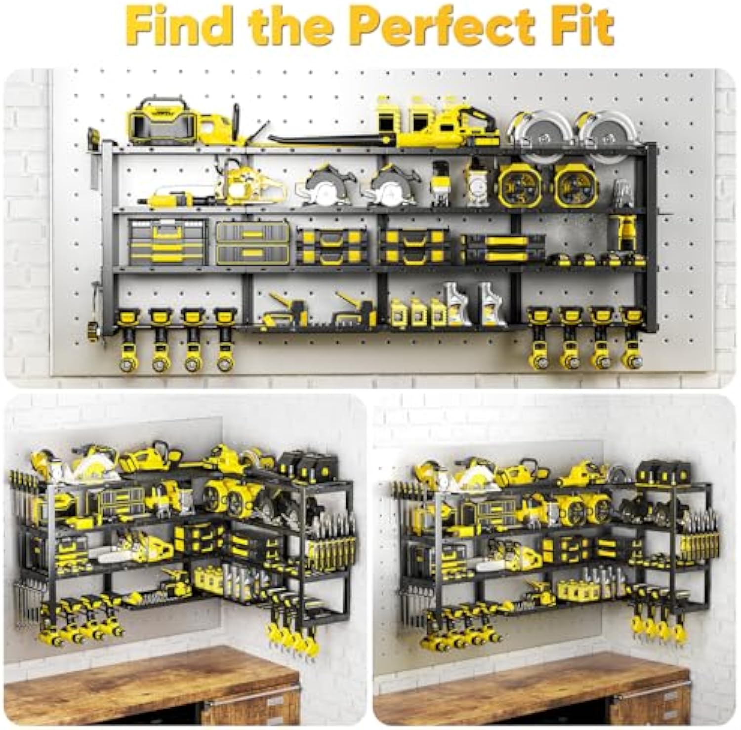 64" Super-Duty Power-Tool Organizer Wall Mount – Holds 8 Drills, 800 lb, 3 Layouts