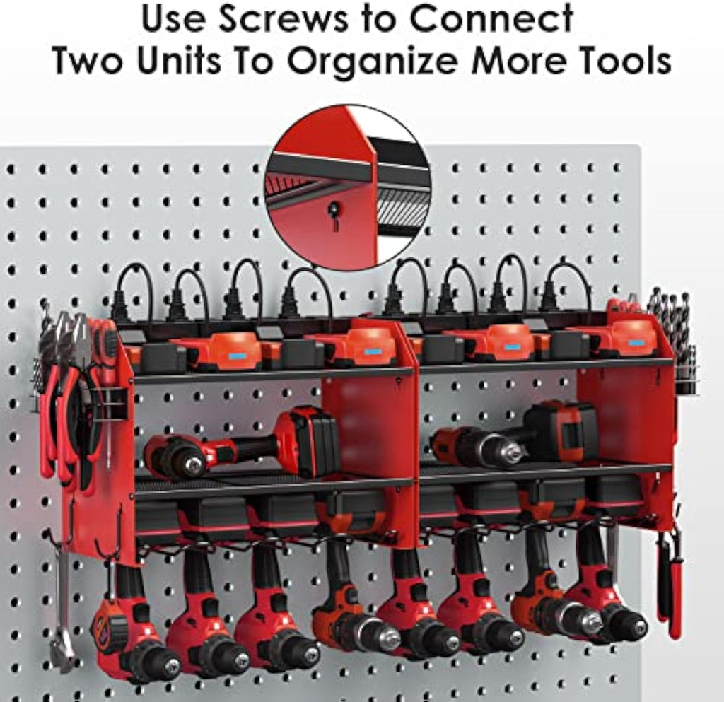 16.5" Power-Tool Organizer Wall Mount with 8-Outlet Charging Station