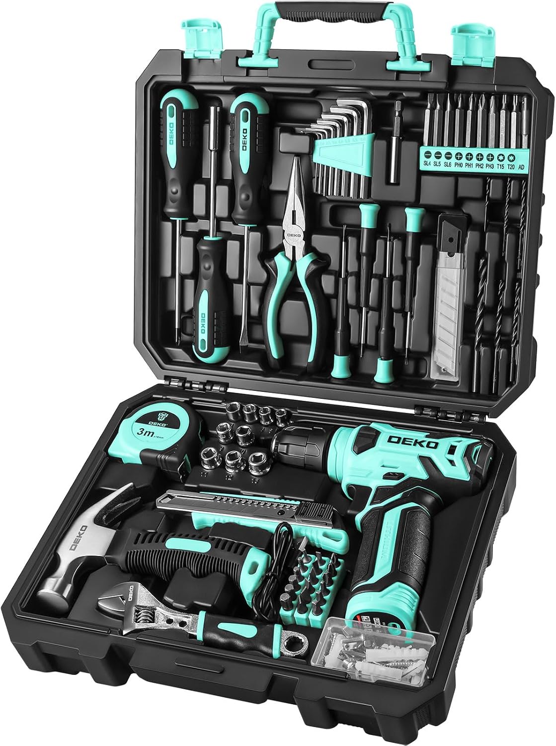 8V Cordless Drill Driver Kit – 1.5 Ah Battery, Type-C, LED Light, 55-Piece Tool Set