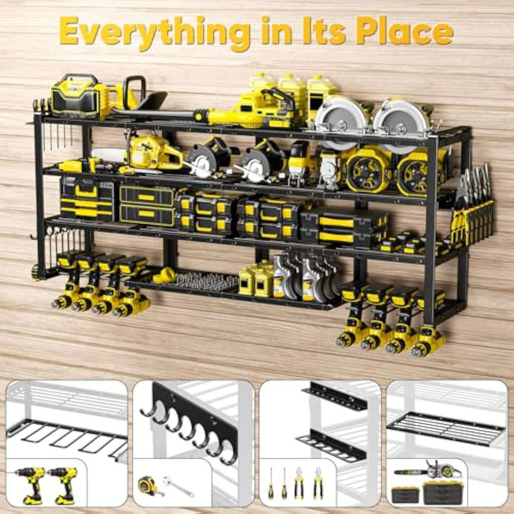 64" Super-Duty Power-Tool Organizer Wall Mount – Holds 8 Drills, 800 lb, 3 Layouts