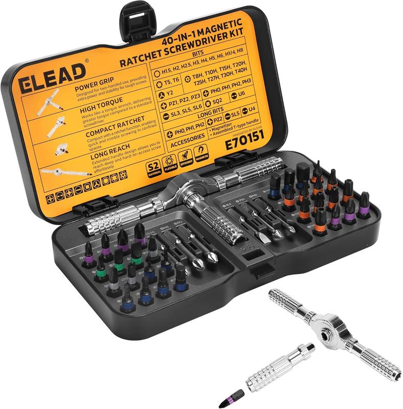 40-in-1 Magnetic Ratchet Screwdriver Set – Effort-Saving 50 N·m, S2 Steel Bits, Pocket Size